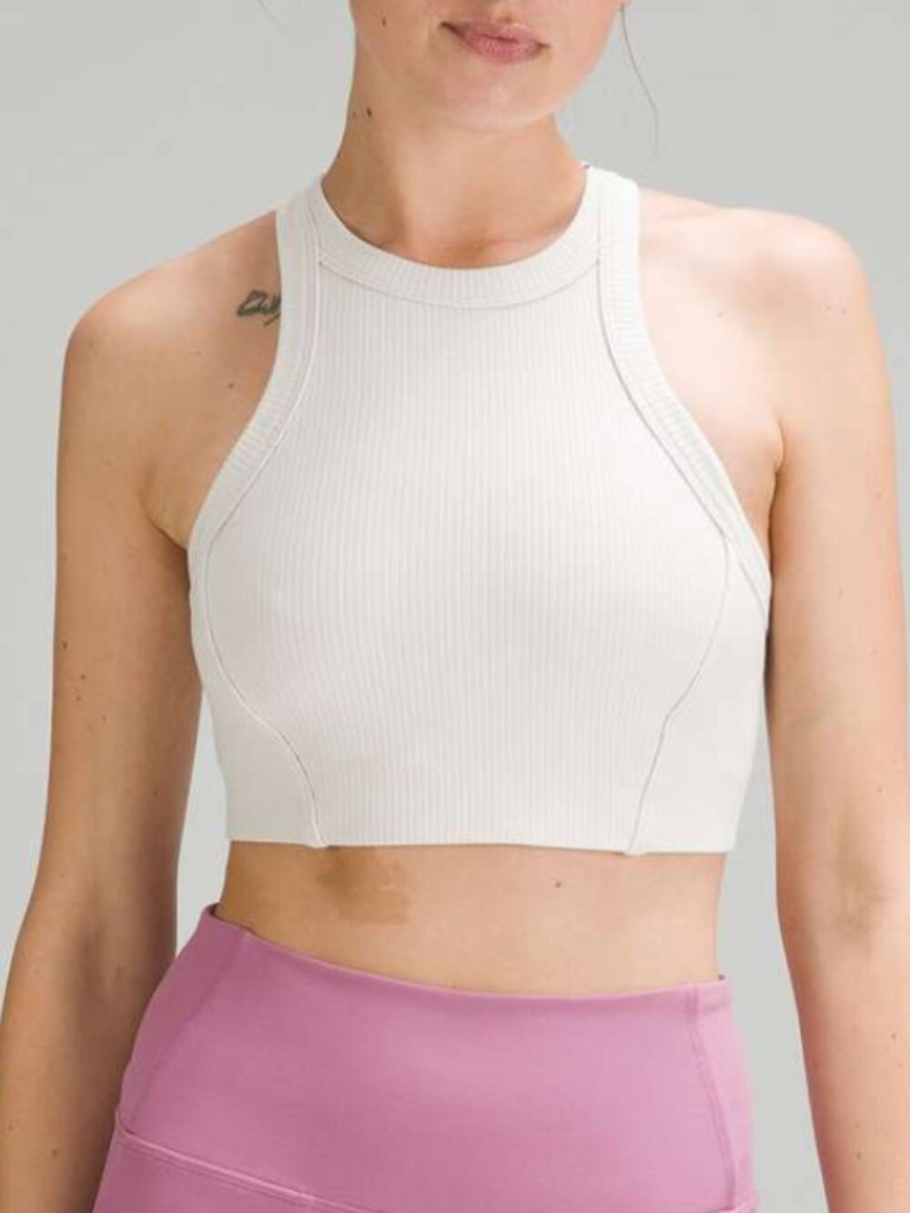 Lululemon Ribbed Nulu High-Neck Yoga Bra Light Support, B/C Cup Bone Size 6